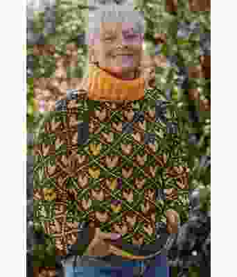 Grønn svartulvgenser med gult mønster - Linka Neumann design SVHG0016