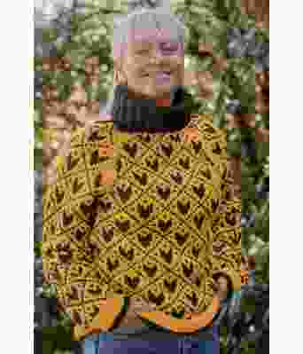 Gul svartulvgenser med grønt mønster - Linka Neumann design SVHG0017