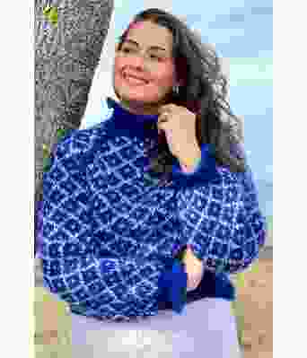 Kongeblå Diamande jumper - TinaAStrikk TA001-525