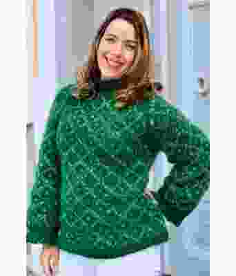 Grønn Diamande jumper - TinaAStrikk TA001-536