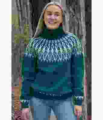 Petrolfarget Tusseladdgenser med blågrønt mønster - Linka Neumann design TLGSU-0001-3439B