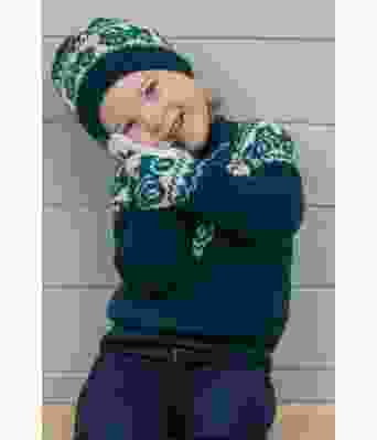 Traktor lue og votter i petrol - Viking 2110-06B