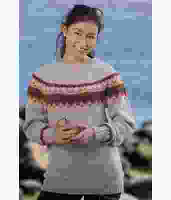 Vega beige strikkegenser med rundfelling - Viking 1708-8