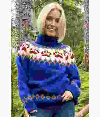 Koboltblå villmarksgenser med rustrøde poter - Linka Neumann design VGHG0025 