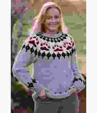 Grå villmarksgenser med roserøde poter - Linka Neumann design VGHG0026