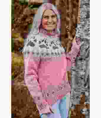 Rosa villmarksgenser med grått mønster - Linka Neumann design VGHG0029