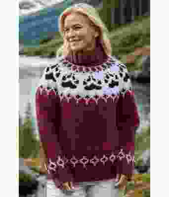 Roserød villmarksgenser med svart mønster - Linka Neumann design VGHG0057