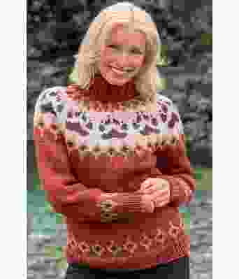 Brun villmarksgenser med beige og brunt mønster - Linka Neumann design VGVG0003B