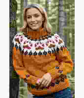 Okerbrun villmarksgenser med brunt og svart mønster - Linka Neumann design VGVG0014