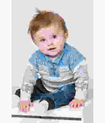 Blå strikkegenser til babygutt - Viking 1305-23