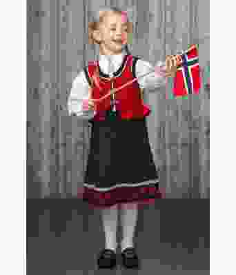 Alexandra rød strikket festdrakt til jente - Viking 1603-2A