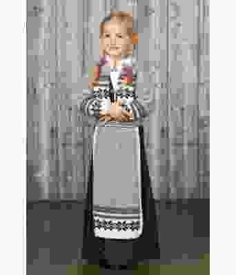 Maud strikket grå festdrakt med forkle - Viking 1603-4