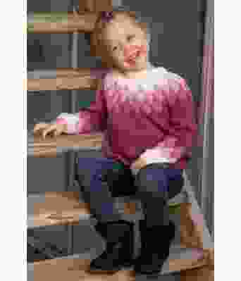 Merle rosa strikkegenser til jente - Viking 1826-3