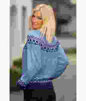 Blå Linn genser - Viking 1917-09C