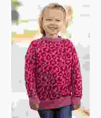 Leopard mønsterete strikkegenser cerise - Viking 1918-09A