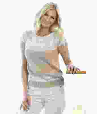 Vera beige kortermet topp / genser Kathrine Sørland - Viking 2011-1C