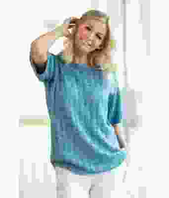 Janny blå turkis strikkegenser Kathrine Sørland - Viking 2011-10