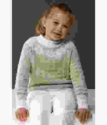 Lys grønn Lydia strikket genser til jente - Viking 2015-04a