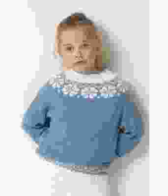 Blå Lydia strikkegenser til barn - Viking 2015-04d