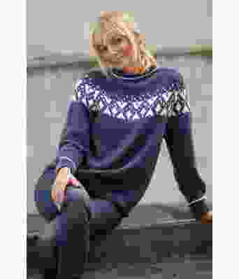 Piff strikket blå bomullsgenser Kathrine Sørland - 2023-7