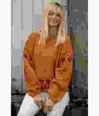 Safran oransje strikkegenser i bomull Kathrine Sørland - Viking 2024-2