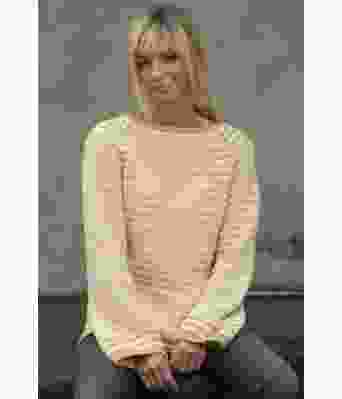 Vanilje stripete strikkegenser i bomullsgarn - Viking 2024-7