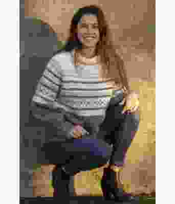 Student stripete strikkegenser med mønster Amalie Iuel - Viking 2031-1