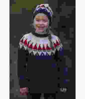 Marineblå nissegenser med nisselue til barn - Viking 2032-5B