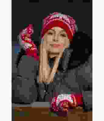 Vinternatt lue og votter med juletremønster - Viking 2032-11