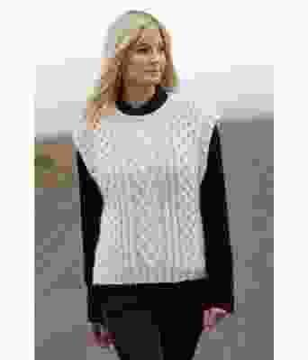 Sammen naturhvit strikkevest med moenster - Viking 2035-09c