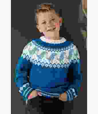 Mørkeblå dinosaurgenser med blått mønster - Viking 2131-06-525