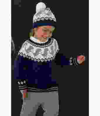 Marineblå dinosaurgenser med mørkeblått mønster - Viking 2131-06-526