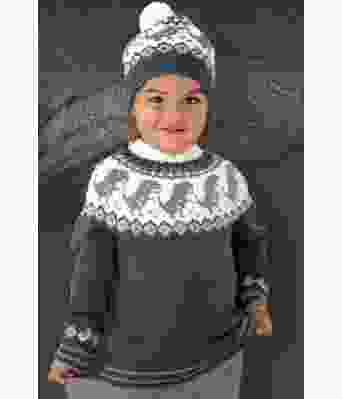 Jeansblå dinosaurgenser med grått mønster - Viking 2131-06-527