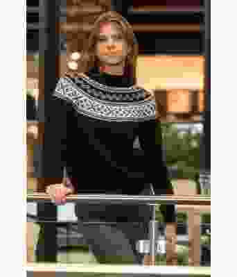 Svart Setesdal genser med rundfelling - Viking 2207-3A