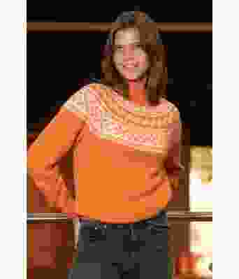 Oransje Setesdalsgenser med rundfelling - Viking 2207-3B