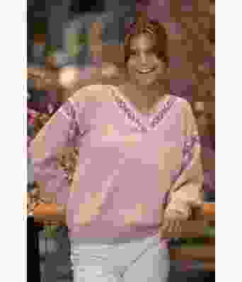 Tanja strikkegenser med v-hals - Viking 2208-3