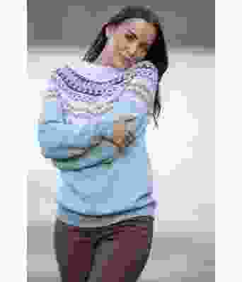 Kaspers strikkegenser med rundfelling (bomullsgarn) - Viking 2209-09