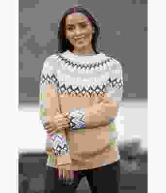 Ingefær strikkegenser i bomull med rundfelling - Viking 2209-11