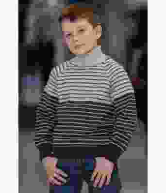 Setesdalsgenser med rundfelling til barn - Viking 2210-03B Ulve strikkegenser med striper til barn - Viking 2210-04