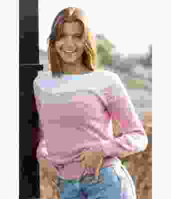 Vivil strikket rosa genser i bomull/bambus - Viking 2215-03B