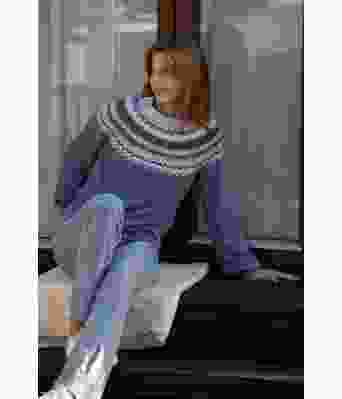 Alette gråblå strikkegenser med rundfelling - Viking 2215-07A