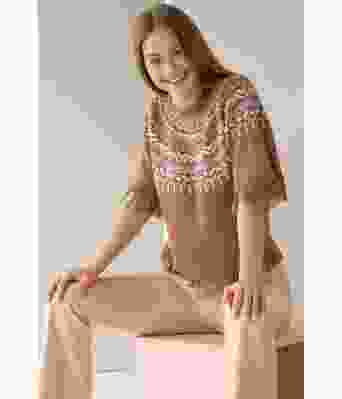 Pocahontas topp med rundfelling og frynser - Viking 2216-09