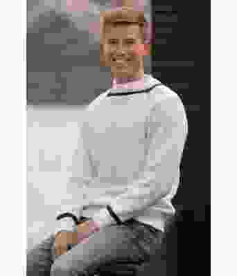 Himalya hvit genser med blå stripe til herre - Viking 2221-01