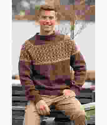 Sarr brun strikkegenser til herre - Viking 2221-02