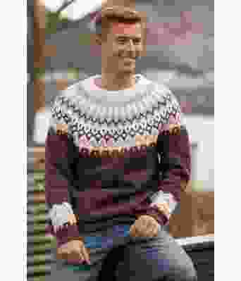 Ingefær strikkegenser med rundfelling til mann - Viking 2221-08