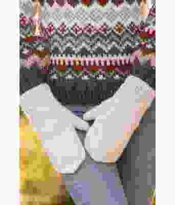 Hvite votter i tykt ullgarn - Viking 2301-03B