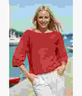 Praia strikket- t-skjorte i brent oransje - Viking 2321-2-554