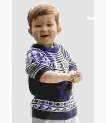 Maritim blå strikket t-skjorte til barn - Viking-2323-2B