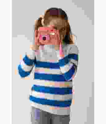 Hvit Hawk genser med blå striper - Viking 2327-7B