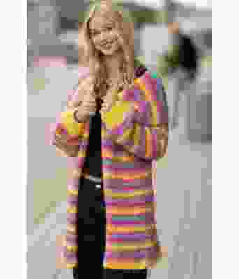 Ive fargerik strikkejakke med tynne striper - Viking 2335-13